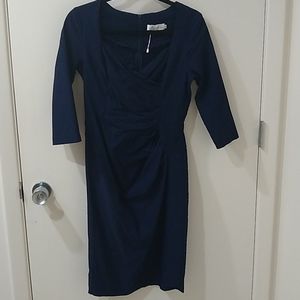 Navy Fitted Modest Dress